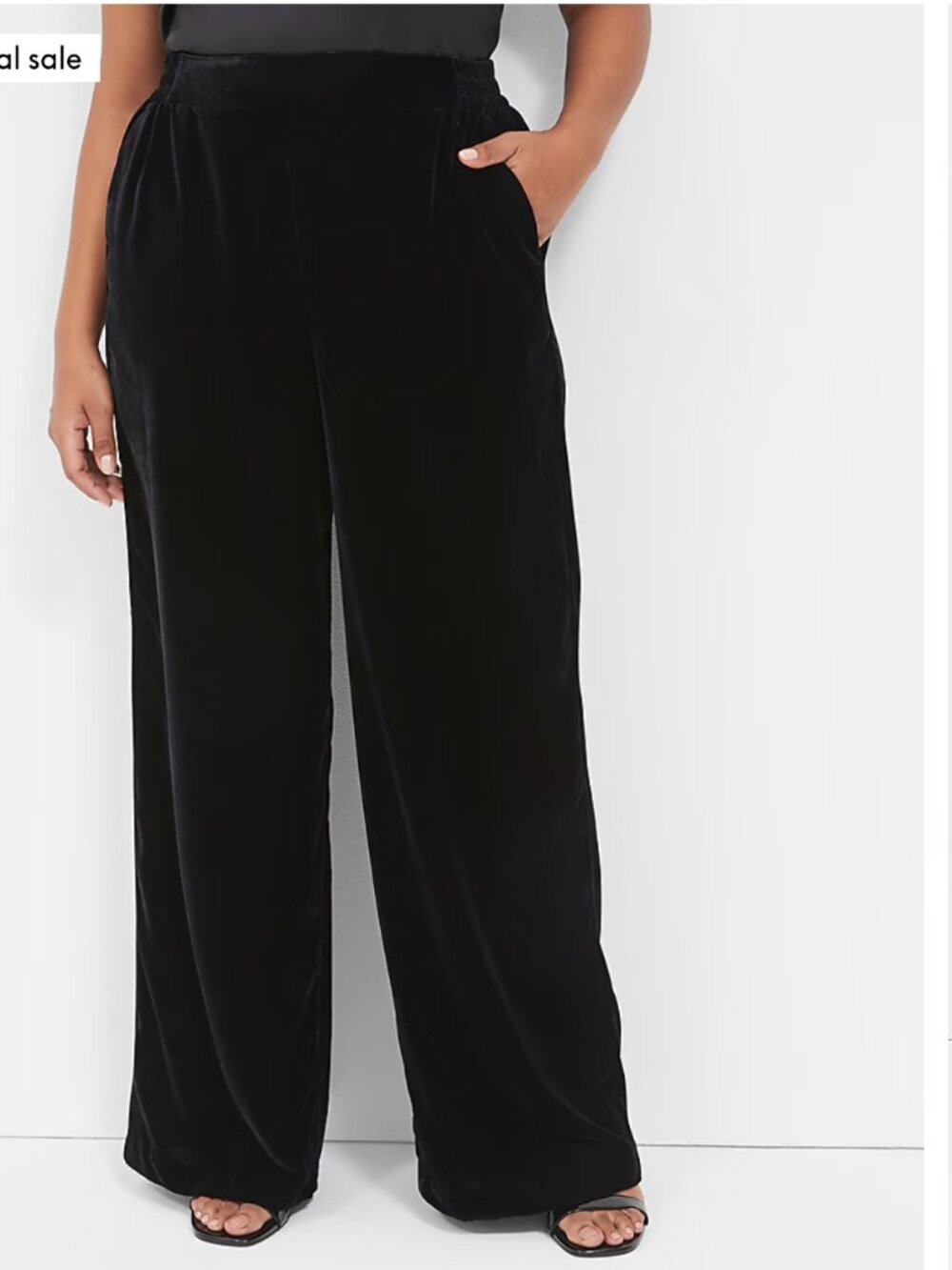 NWT Lane Bryant Velvet Pants Women's 20 Black Wide Leg Mid Rise Elastic Pull On